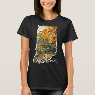 Indiana watercolor autumn scenery landscape art  T-Shirt