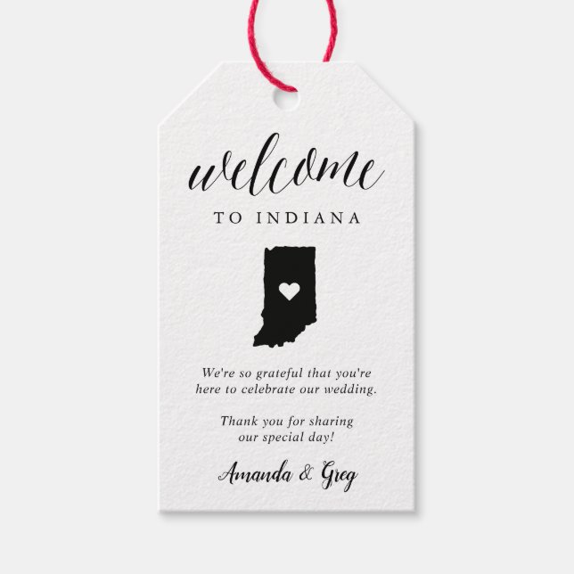 Indiana Wedding Welcome Gift Tags (Front)