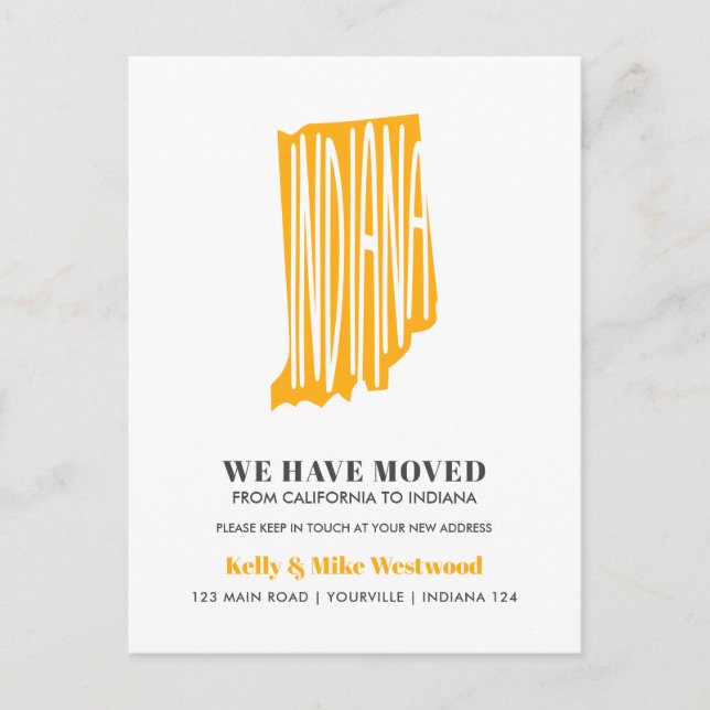 INDIANA We've moved New address New Home Postcard (Front)