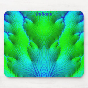 INDIANA ~ Zany Hot Shades of Green and Blue Mouse Pad