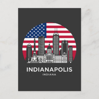 Indianapolis City Indiana American Flag Postcard
