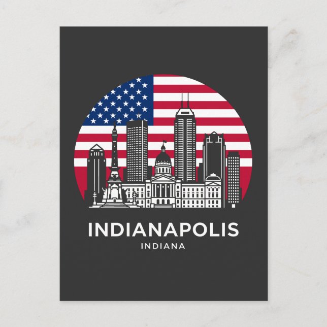 Indianapolis City Indiana American Flag Postcard (Front)