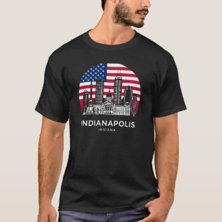 Indianapolis City Indiana American Flag T-Shirt