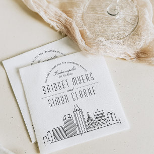 Indianapolis Deco Skyline   Wedding Event Napkins