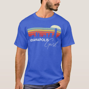 Indianapolis Girl Retro Sunset City Skyline Souven T-Shirt