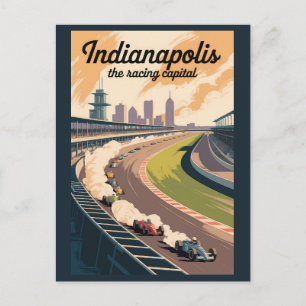 Indianapolis Illustration Travel Art Vintage Postcard