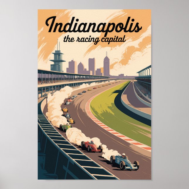 Indianapolis Illustration Travel Art Vintage Poster (Front)