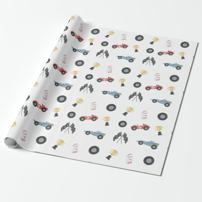 Indianapolis, IN Racecar Racetrack Speed Car Race Wrapping Paper (Unrolled)