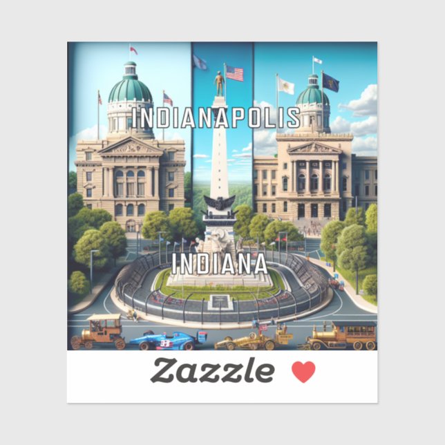 Indianapolis Indiana 3 Inch Vinyl Sticker (Sheet)