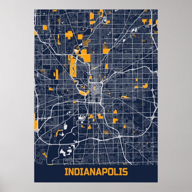 Indianapolis - Indiana Bluefresh City Map Poster (Front)