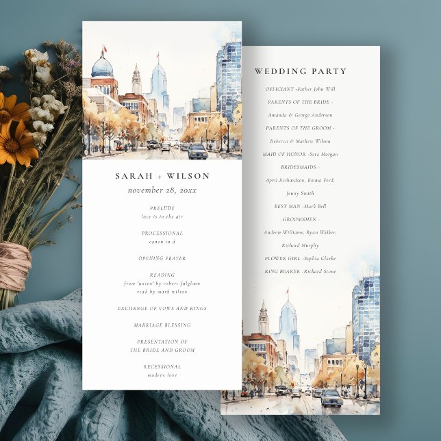 Indianapolis, Indiana Landscape Wedding Program Invitation (Creator Uploaded)