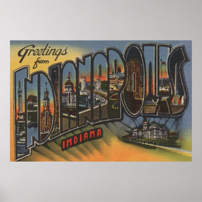 Indianapolis, Indiana - Large Letter Scenes 3 Poster (Front)