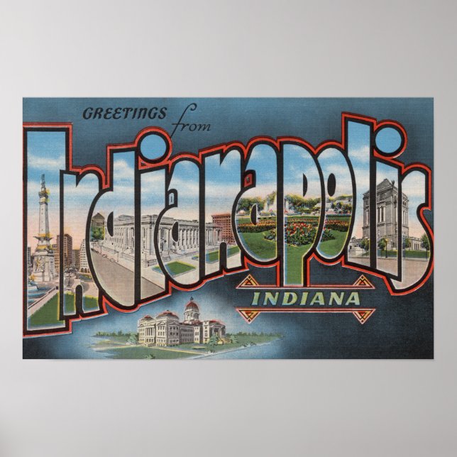 Indianapolis, Indiana - Large Letter Scenes 4 Poster (Front)