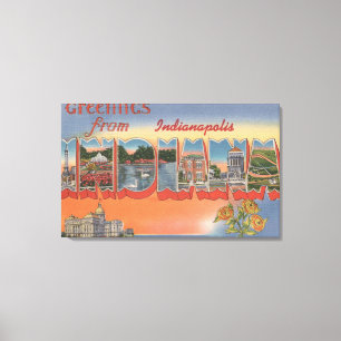 Indianapolis, Indiana - Large Letter Scenes Canvas Print
