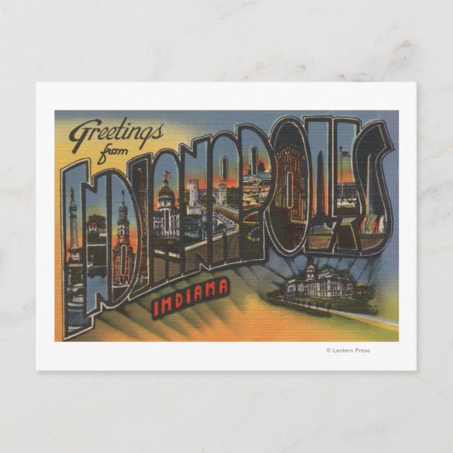 Indianapolis, Indiana - Large Letter Scenes Postcard (Front)