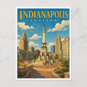 Indianapolis Indiana Monument Circle GeoSaga Postcard