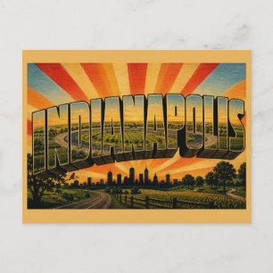 Indianapolis Indiana Open Road Farmland Art Postcard