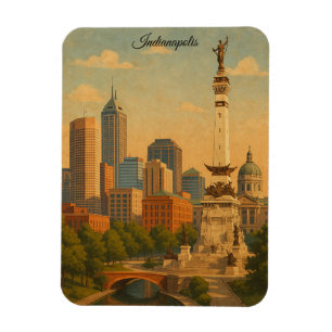 Indianapolis Indiana Skyline City Panorama Magnet