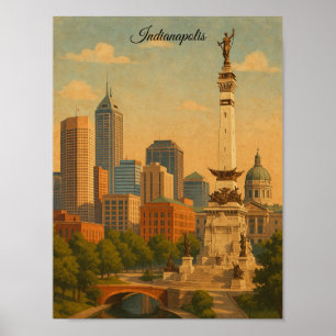 Indianapolis Indiana Skyline City Panorama Poster
