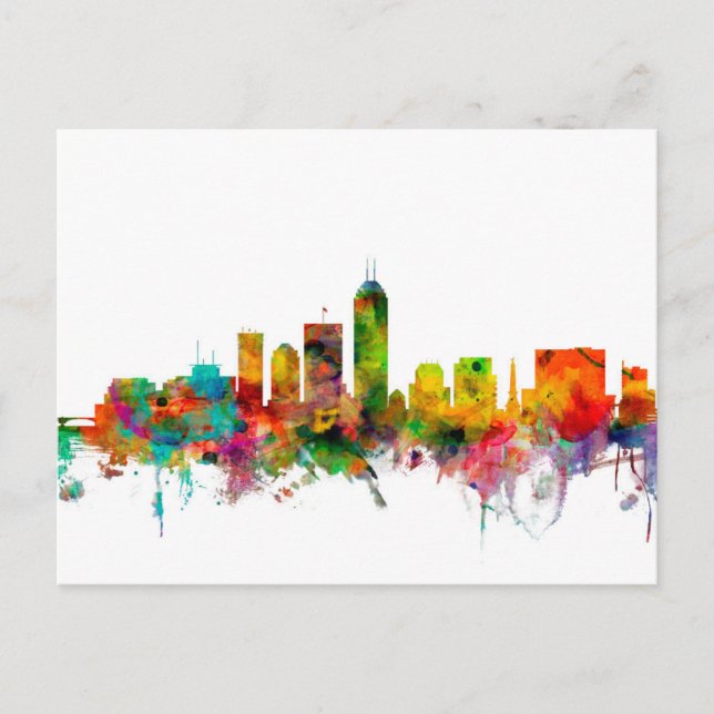 Indianapolis Indiana Skyline Postcard (Front)