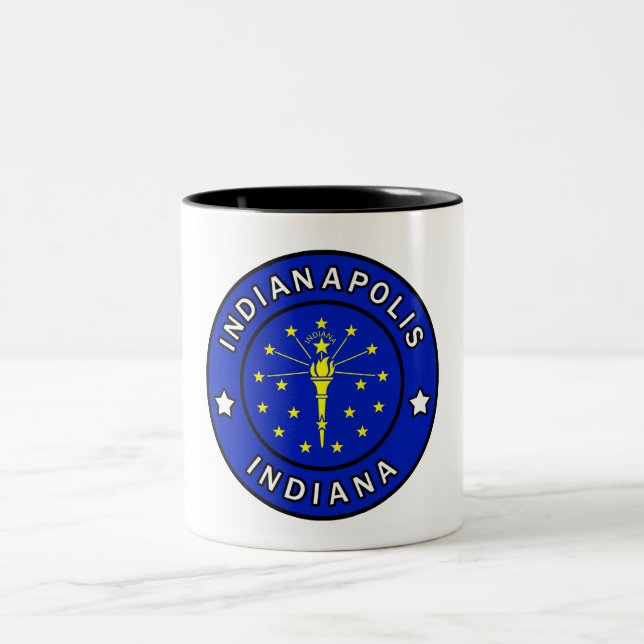 Indianapolis Indiana Two-Tone Coffee Mug (Center)