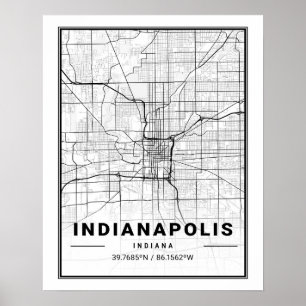 Indianapolis Indiana USA Travel City Map Poster