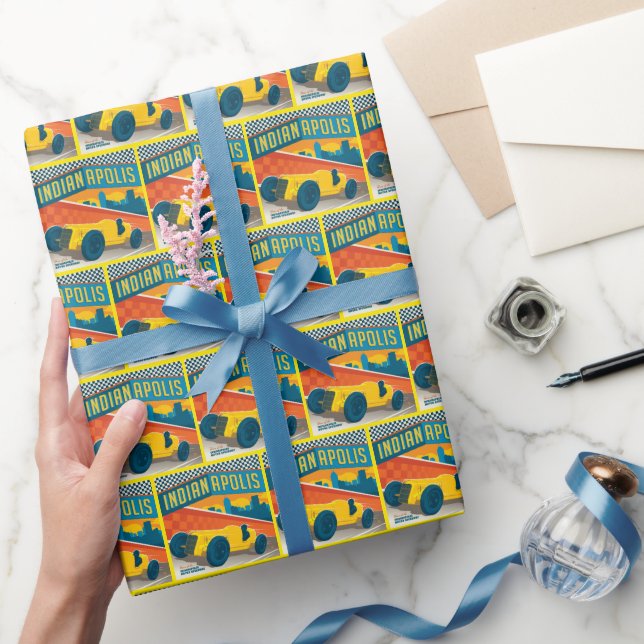 Indianapolis, Indiana | Vintage Racer Wrapping Paper (Gifting)