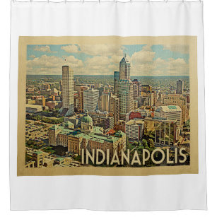 Indianapolis Indiana Vintage Travel Shower Curtain