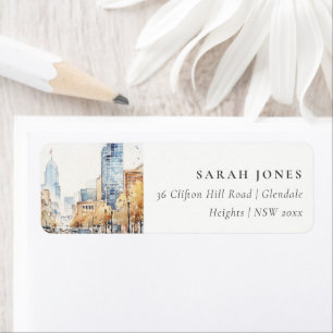 Indianapolis, Indiana Watercolor Landscape Address