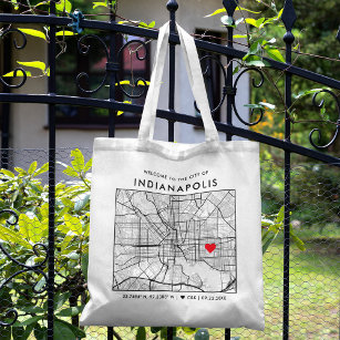 Indianapolis Love Locator City Map Wedding Welcome Tote Bag