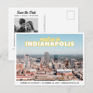 Indianapolis Save the Date Retro Wedding Postcard