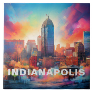 Indianapolis Skyline Art Tile