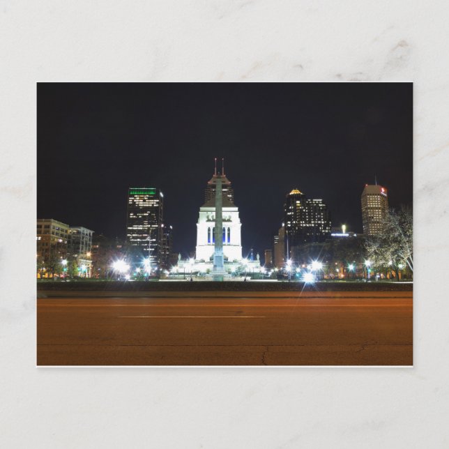 Indianapolis Skyline at Night Postcard (Front)