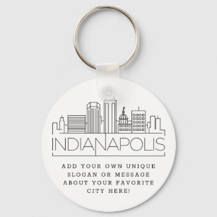 Indianapolis Stylised Skyline   Custom Slogan Key Ring