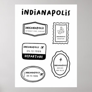 Indianapolis - Travel Stamp Collection  Poster