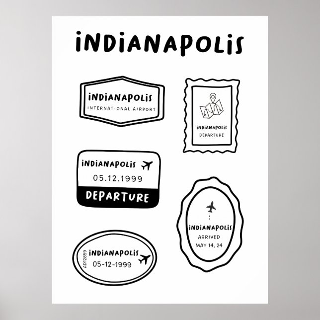 Indianapolis - Travel Stamp Collection  Poster (Front)
