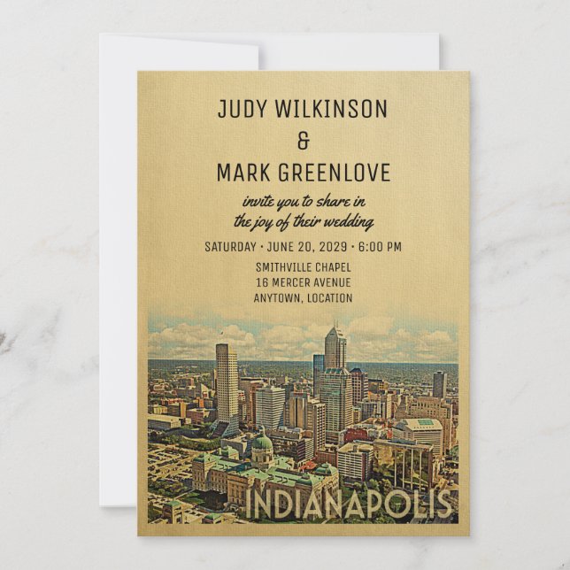 Indianapolis Wedding Invitation Indiana (Front)