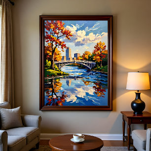 Indianapolis White Bridge Over the White River  Poster