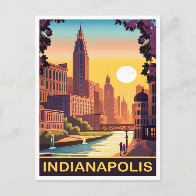 Indianapolis, White River, Indiana State, Travel Postcard (Front)