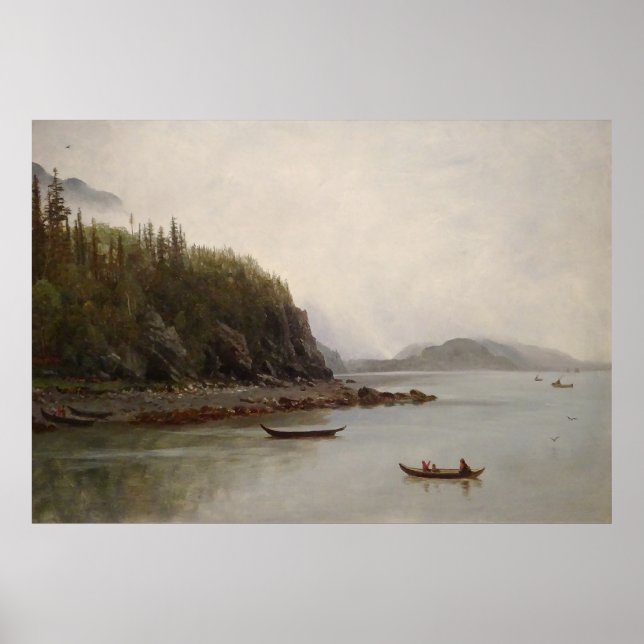 Indians Fishing Albert Bierstadt Poster (Front)
