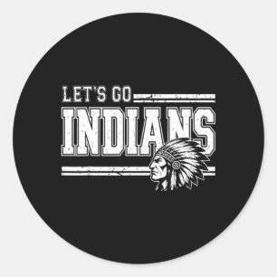 Indians High School Sports Fan Team Spirit Vintage Classic Round Sticker
