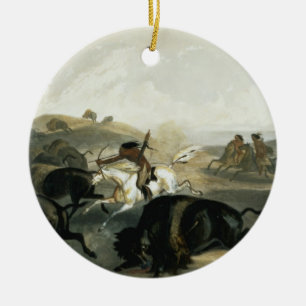 Indians Hunting the Bison, plate 31 from Volume 2 Ceramic Tree Decoration