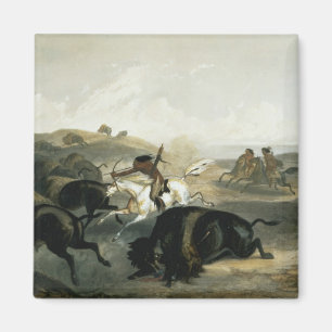 Indians Hunting the Bison, plate 31 from Volume 2 Magnet