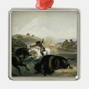 Indians Hunting the Bison, plate 31 from Volume 2 Metal Tree Decoration