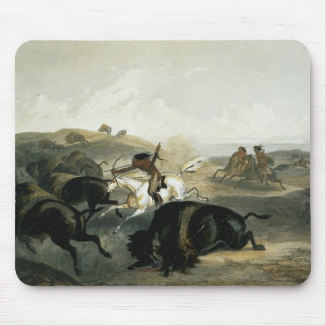 Indians Hunting the Bison, plate 31 from Volume 2 Mouse Pad (Front)