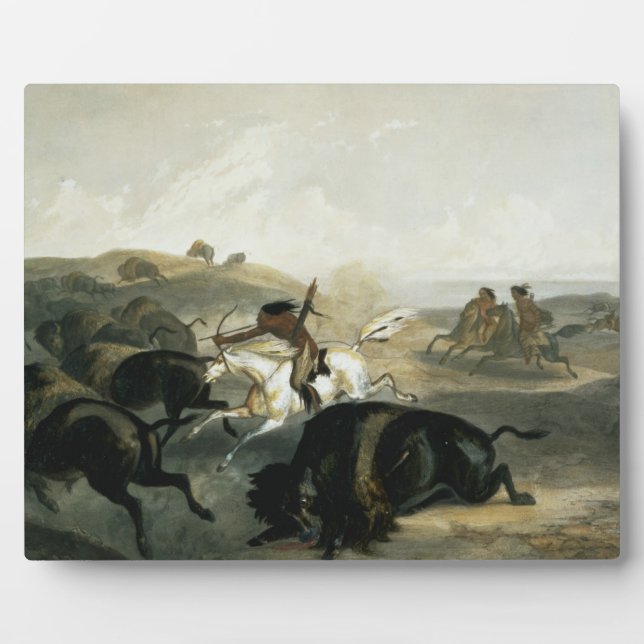 Indians Hunting the Bison, plate 31 from Volume 2 Plaque (Front)