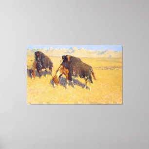 Indians Simulating Buffalo Canvas Print