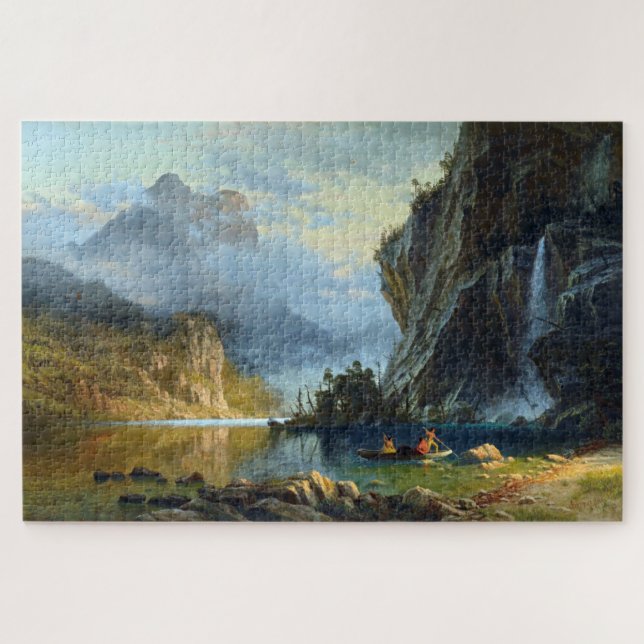 Indians Spear Fishing, Albert Bierstadt Jigsaw Puzzle (Horizontal)