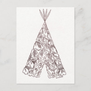 INDIANS - TEPEE - made of little native Americans Postcard
