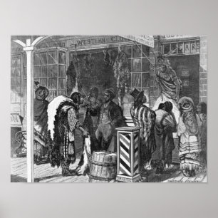 Indians Trading at a Frontier Town Poster
